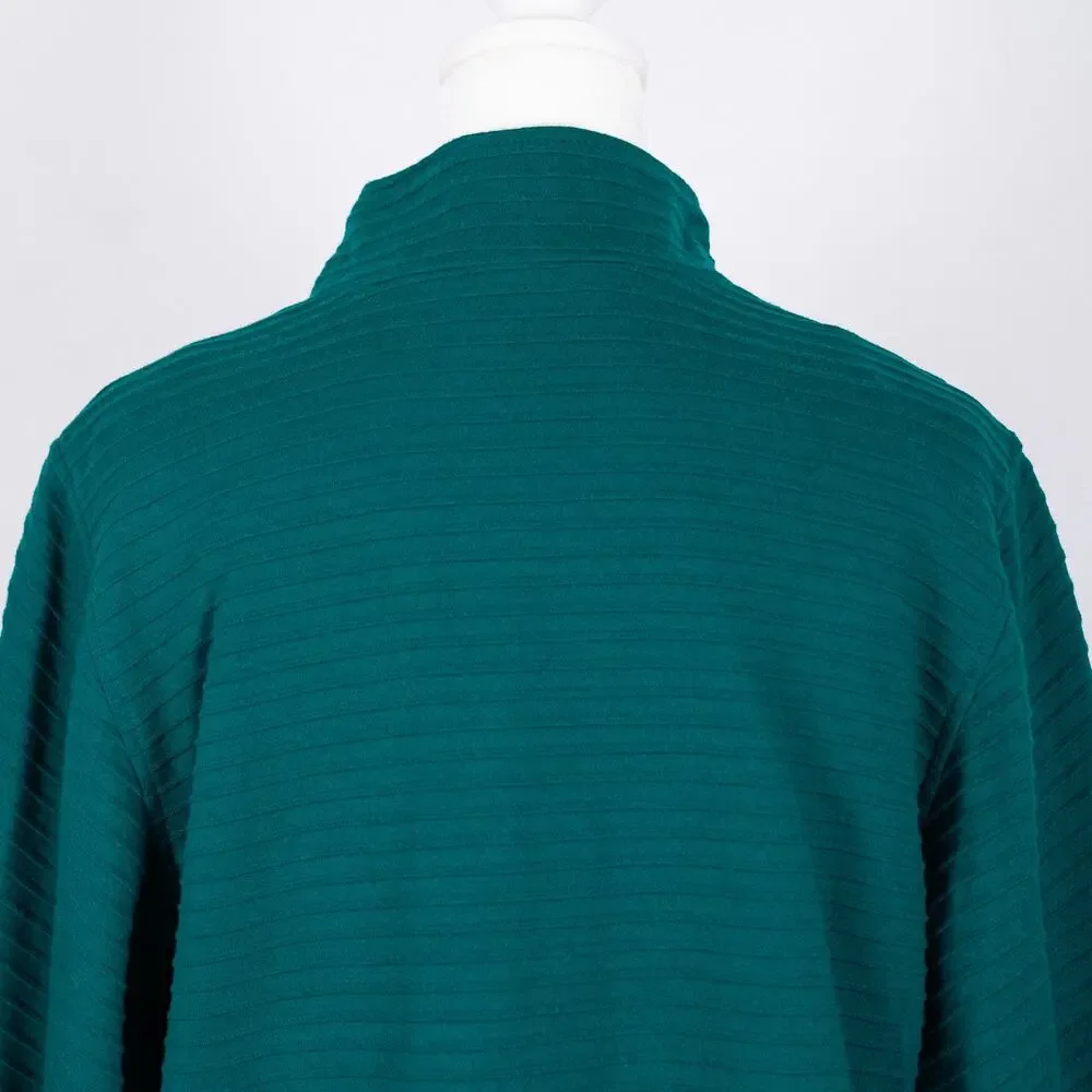 Coldwater Creek Ottoman Knit Jacket Size MEDIUM Teal Green Casual Modest Classic